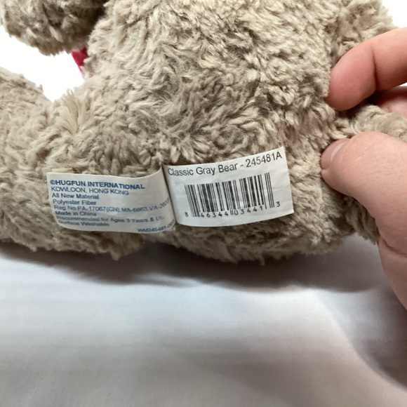 HugFun Teddy Bear Holds Red Heart XOXO Stitching Plush Stuffed 12" Red Bow Love - Picture 6 of 9